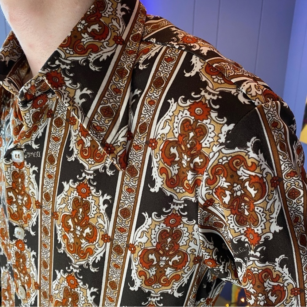 Vintage 1970s D’Avila Mens Button Down Dagger Collar Shirt - Picture 12 of 12